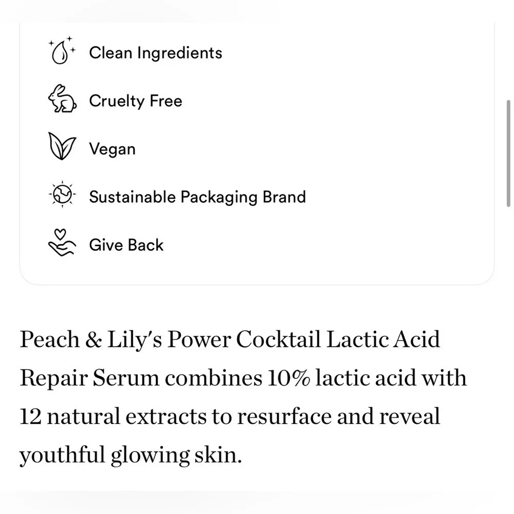 NEW Full size Peach & Lily Lactic Acid Repair Serum